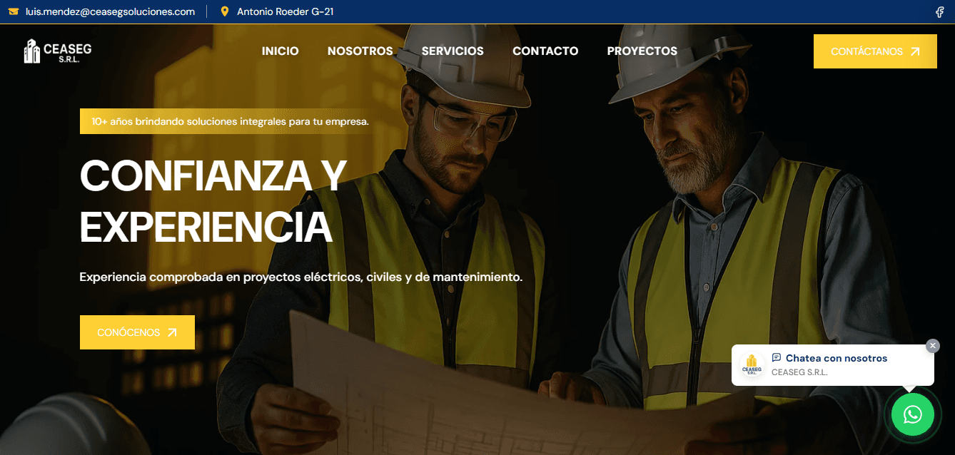 Portada del sitio corporativo de CEASEG Soluciones